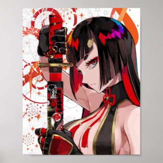 Póster Anime chica Samurai