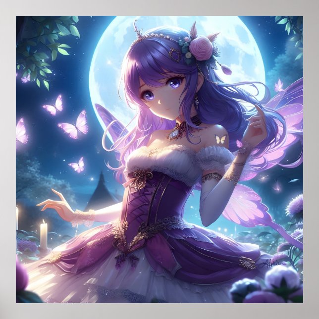 Póster Anime Chica Violet Butterfly Wing Moon Fairy (Frente)