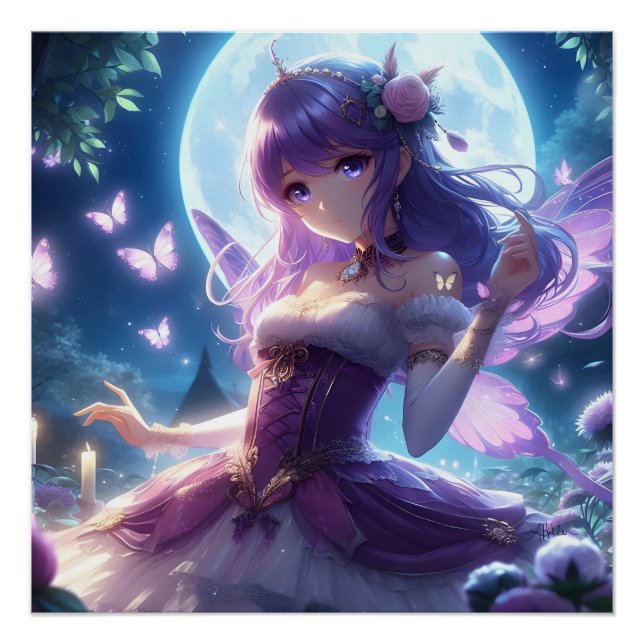 Póster Anime Chica Violet Butterfly Wing Moon Fairy (Anverso)