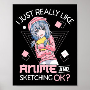 Póster Anime Chica Waifu Que Ama A Anime Ramen Y Sketchi