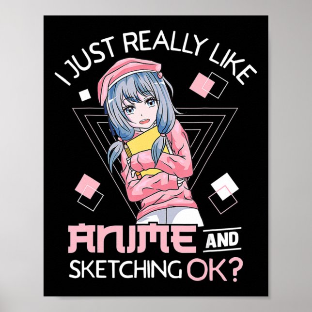 Póster Anime Chica Waifu Que Ama A Anime Ramen Y Sketchi (Frente)