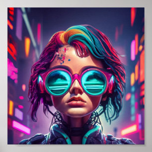 Póster Anime Cyberpunk Chica