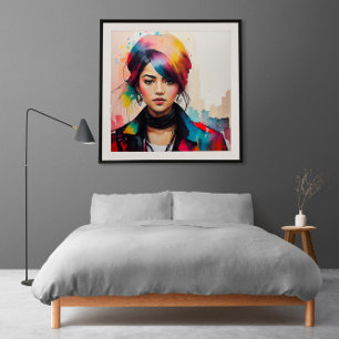 Póster Anime de ilustracion Minimalista con retrato de co