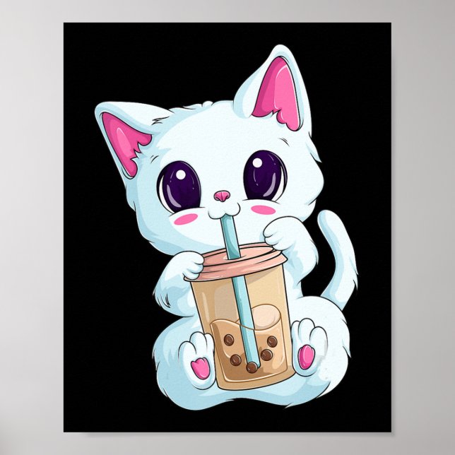 Póster Anime De Té Boba Para Mujeres Kawaii Bubble Tea Ne (Frente)