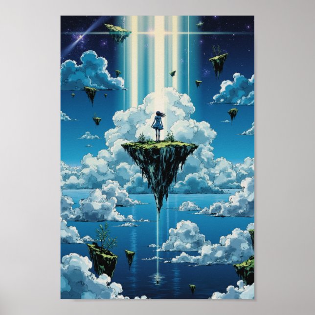 Póster Anime Floating Sky Islands Fantasy Wall Art (Frente)