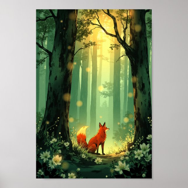 Póster Anime Fox Spirit Forest Wall Art (Frente)