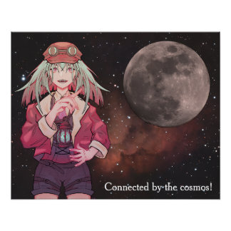 Póster Anime, full moon, Nebula