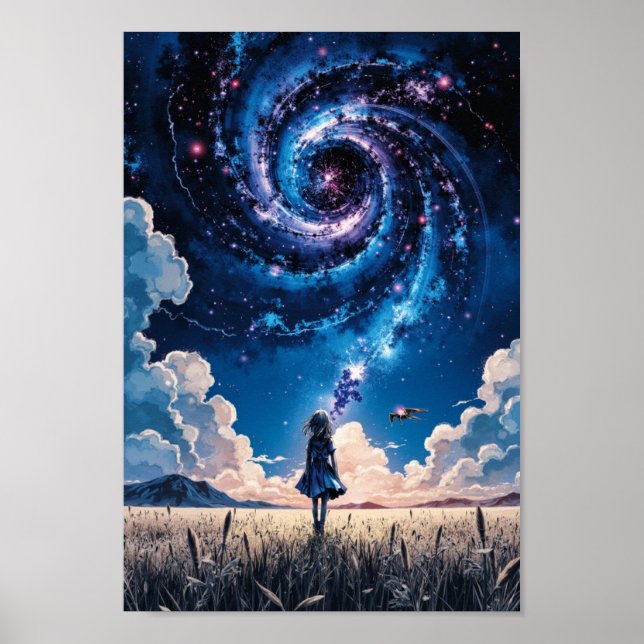 Póster Anime Galaxy Night Field Wall Art (Frente)