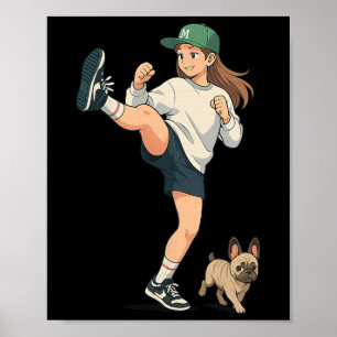 Póster Anime Kickboxer paseando Streetwear de Bulldog Fra