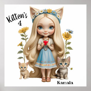 Póster Anime Kittens Gatos por Kamala Personalizado de ni