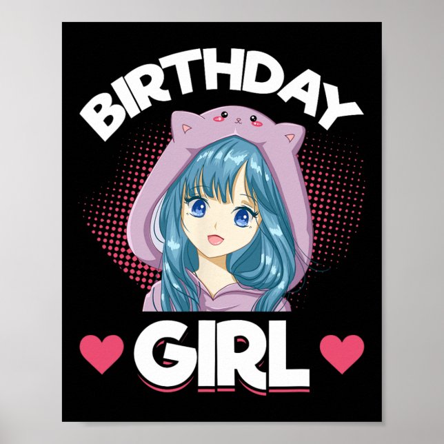 Póster Anime Manga Cumpleaños Chica (Frente)