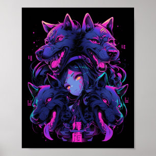 Póster Anime Manga Cyberpunk Techwear estético Harajuku