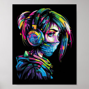 Póster Anime Manga Motif Ilustracion de auriculares Anime