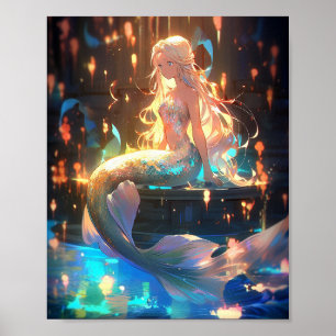 Póster Anime Mermaid Chica Fantasy Art