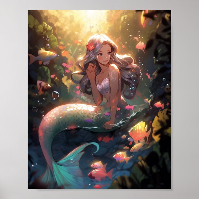 Póster Anime Mermaid Chica Fantasy Art (Frente)