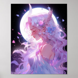 Póster Anime Moon Princess Fantasy Art