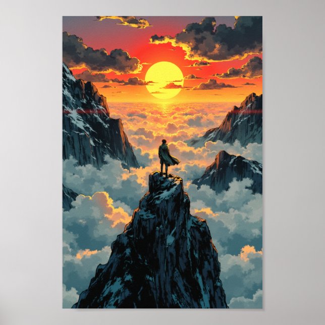 Póster Anime Mountain Summit Sunrise Wall Art (Frente)