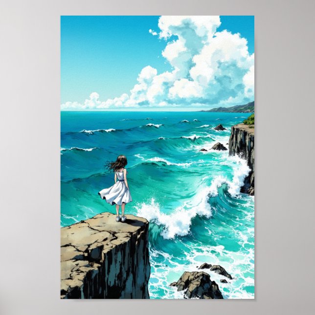 Póster Anime Ocean Cliff Breeze Wall Art (Frente)
