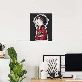 Póster Anime oscuro "Still Here" Estética Ilustración gót