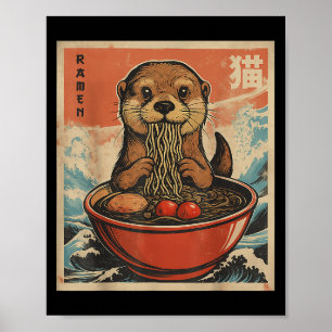 Póster Anime Otter Ramen Japonés Funny Kawaii Gift Hombre