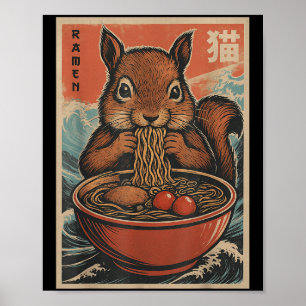 Póster Anime Squirrel Ramen Regalos Japoneses De Kawaii P