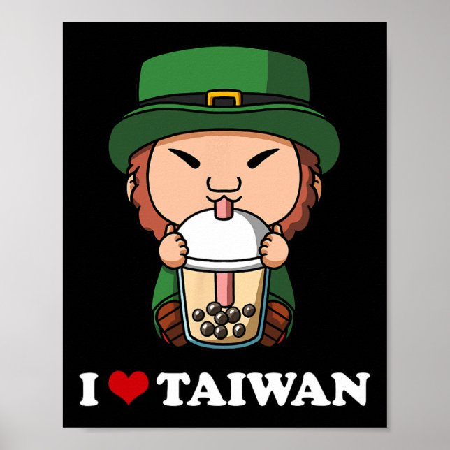 Póster Anime St Patricks Day Leprechaun Bubble Tea I Love (Frente)