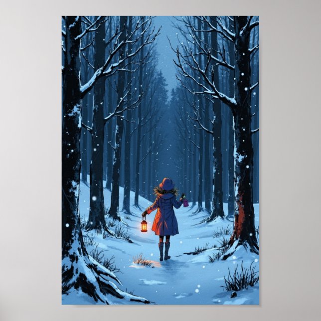 Póster Anime Winter Lantern Snow Wall Art (Frente)