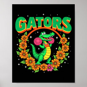 Póster Ánimo de Cheerleading Gator Floral Retro Ck Para e