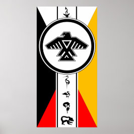 Póster Anishinabek Dodem y 4 Direcciones Poster