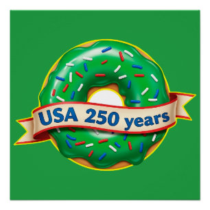 Póster Aniversario 250 de Estados Unidos con donut dulce