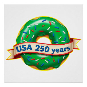 Póster aniversario 250 de Estados Unidos con donut dulce