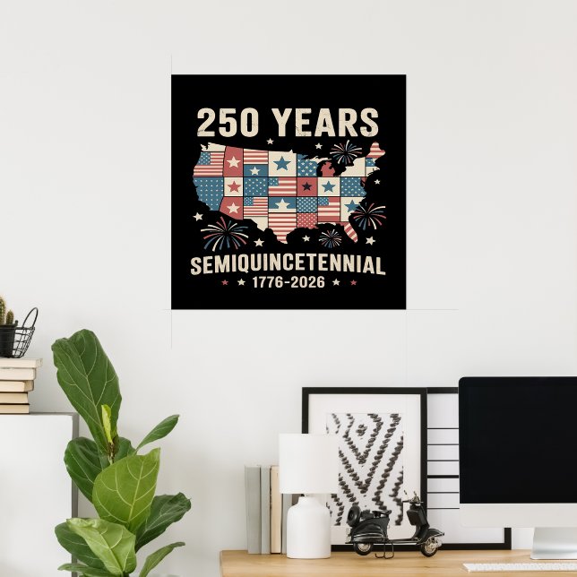 Póster aniversario 250 de independencia de eeuu (Oficina en casa)