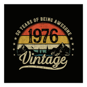 Póster Aniversario 50 años de edad 1976 Vintage