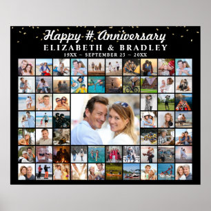 Póster Aniversario 59 Collage de Fotos Confeti Personaliz