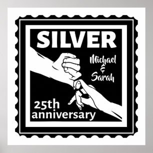 Póster aniversario boda 25 años de plata