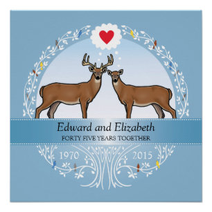 Póster Aniversario Boda 45 personalizado, Buck & Doe