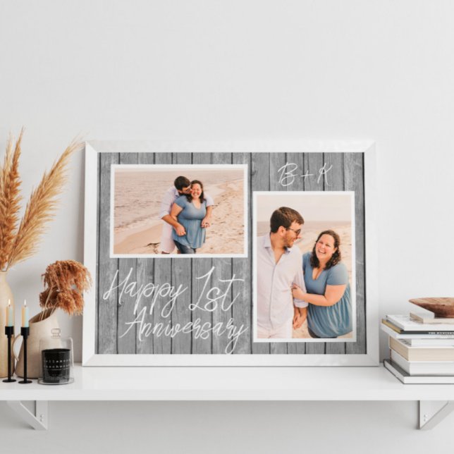 Póster Aniversario de Bodas 2 Foto Collage (First Wedding Anniversary 2 Photo Collage Poster
)