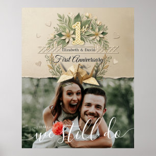 Póster Aniversario de Bodas de Papel de 1 año Foto de Cie