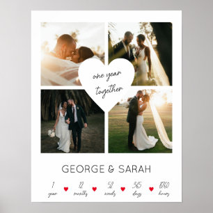 Póster Aniversario de bodas de un año juntos 4 fotos