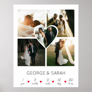 Póster Aniversario de bodas de un año juntos 5 fotos