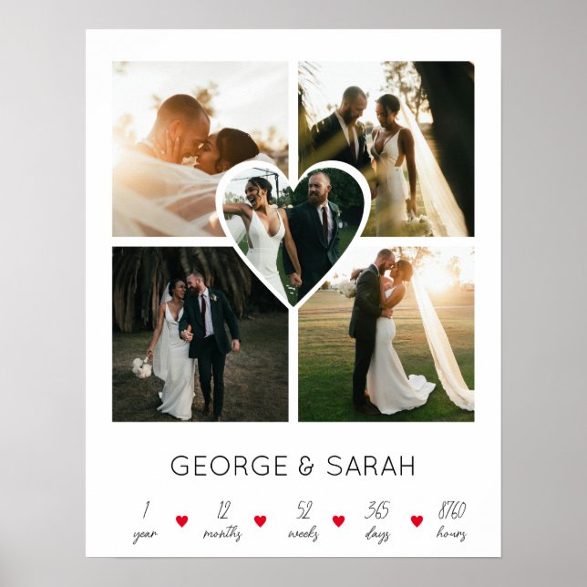 Póster Aniversario de bodas de un año juntos 5 fotos (Frente)