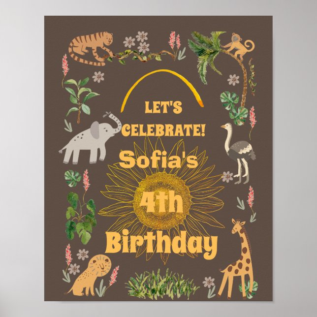 Póster Aniversario de la fauna de la jungla (Frente)