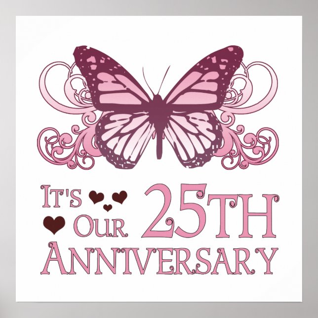 Póster Aniversario del 25° Boda (Mariposa) (Frente)