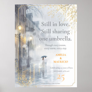 Póster Aniversario del Boda de la lluvia dorada