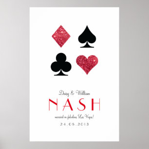 Póster Aniversario del Boda de Las Vegas, Purpurina Rojo