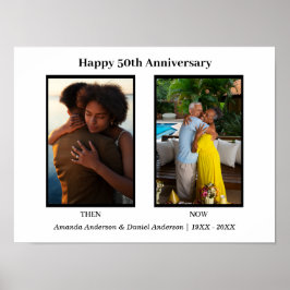 Póster Aniversario del Collage de fotos negro y blanco de