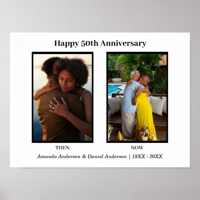 Póster Aniversario del Collage de fotos negro y blanco de (Frente)