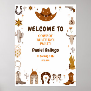 Póster Aniversario del Cowboy de Brown Cute
