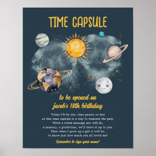 Póster Aniversario del espacio exterior Galaxy Sun Moon E