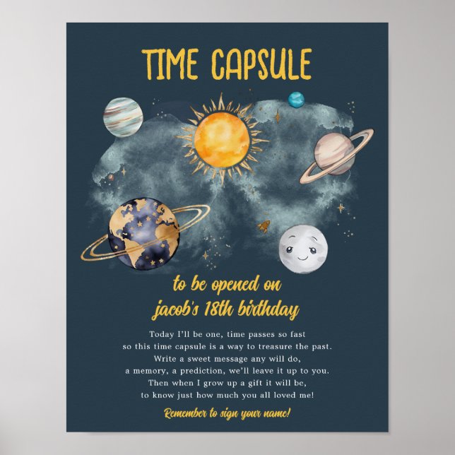Póster Aniversario del espacio exterior Galaxy Sun Moon E (Frente)